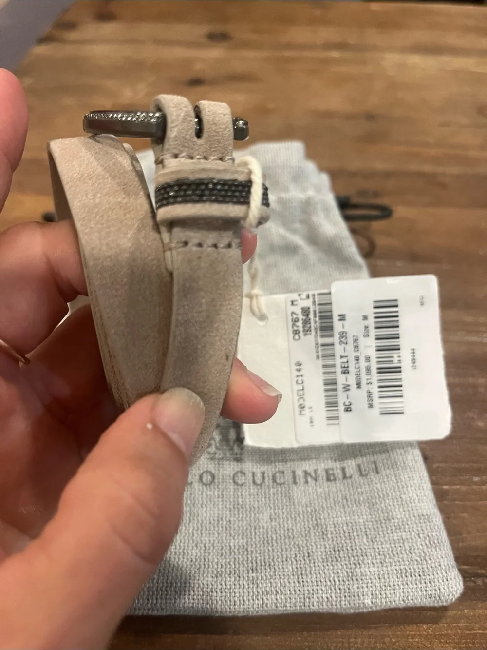 BRUNELLO CUCINELLI Monili-detail suede belt ***NWT